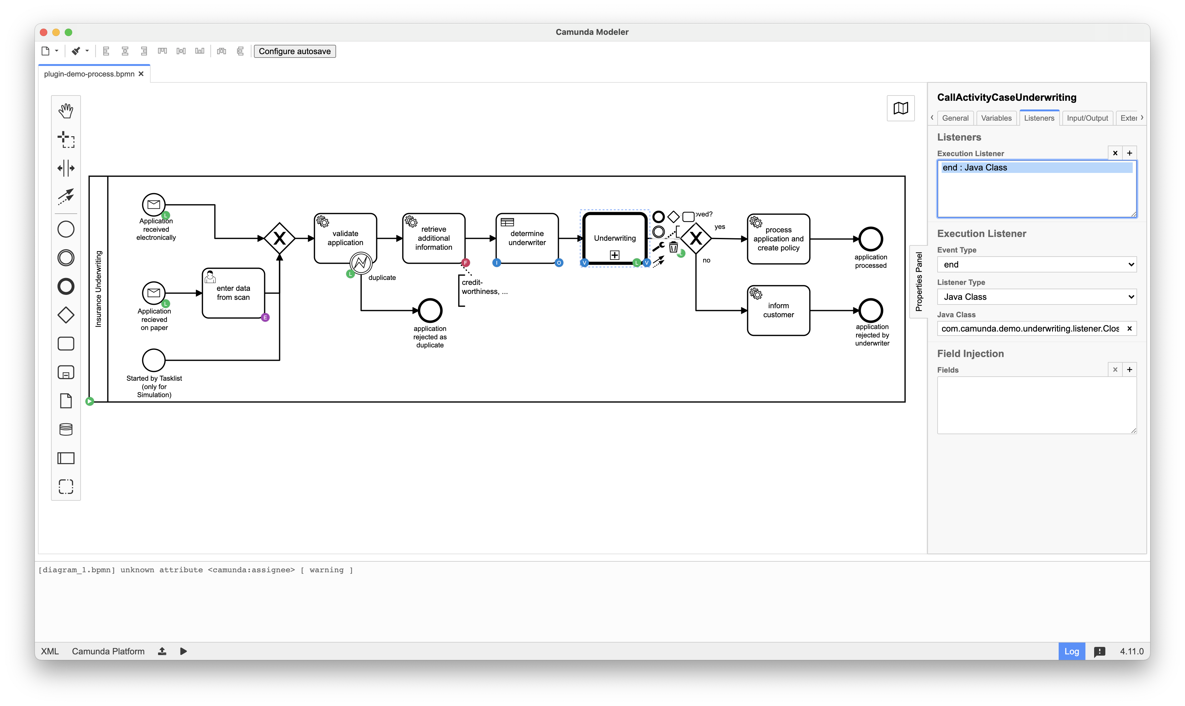 Camunda Modeler Plugin Property Info