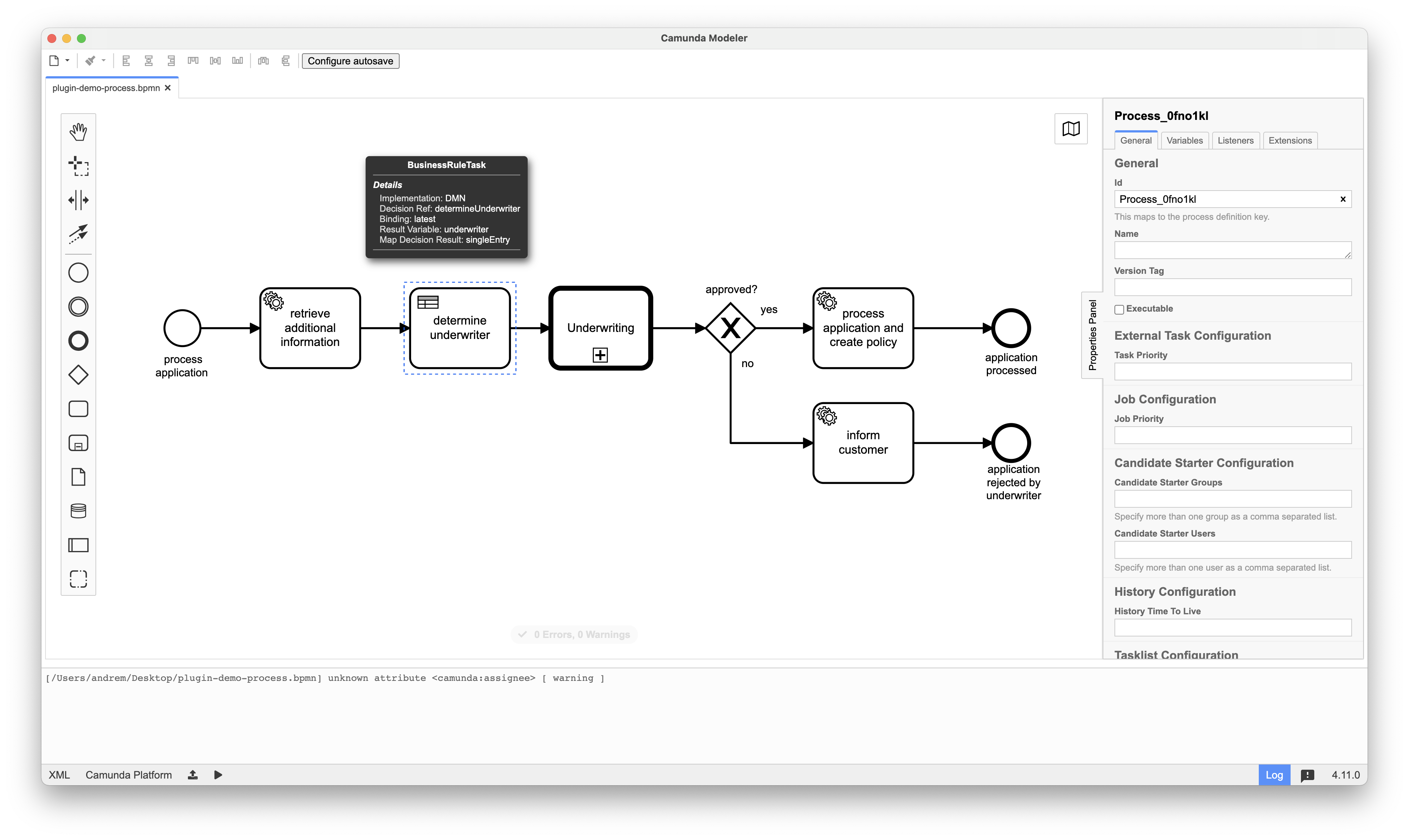 Camunda Modeler Plugin Tooltip